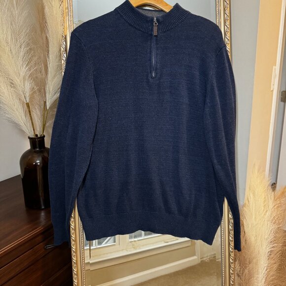 Men's Navy Blue Knit Quarter-Zip Sweater – Size Large - Great Condition - Picture 2 of 9